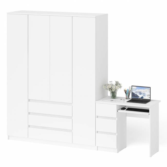 Стол компьютерный однотумбовый левый со шкафом МШ1600 Мори цвет белый