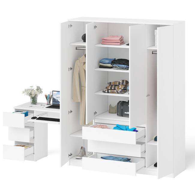 Стол компьютерный однотумбовый левый со шкафом МШ1600 Мори цвет белый