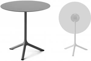 Стол ламинированный обеденный складной Tripe Folding антрацит, светло-серый Ø700х740 мм