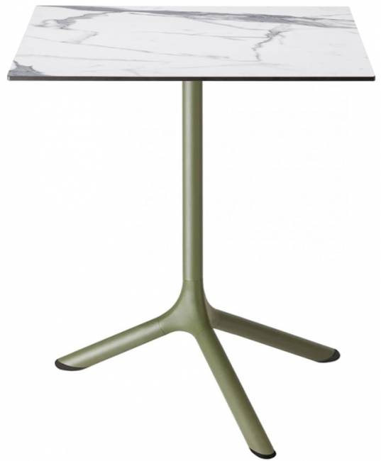 Стол ламинированный обеденный Tripe оливковый, белый мрамор Каррара 600х600х740 мм