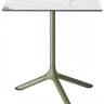 Стол ламинированный обеденный Tripe оливковый, белый мрамор Каррара 600х600х740 мм