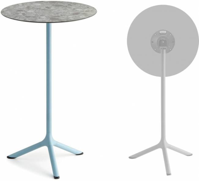 Стол ламинированный барный складной Tripe Folding голубой, зернистый Ø600х1100 мм