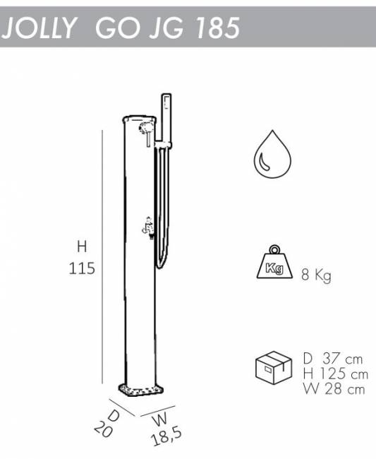 Душ уличный для ног Jolly Go JG 185 антрацит 200х185х1150 мм Душ уличный для ног Jolly Go JG 185 антрацит 200х185х1150 мм