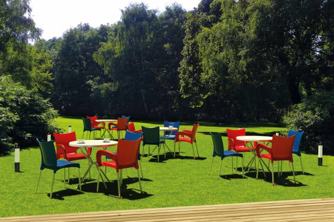 Стол пластиковый Elfo 70 бежевый Ø700х720 мм