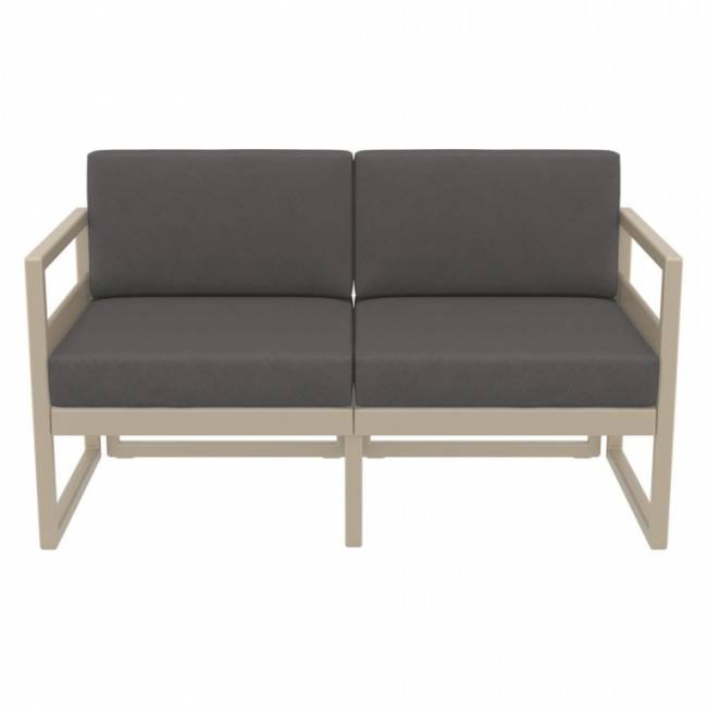 Диван пластиковый двухместный с подушками Mykonos бежевый, темно-серый 1380х720х750 мм
