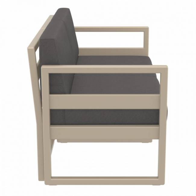 Диван пластиковый двухместный с подушками Mykonos бежевый, темно-серый 1380х720х750 мм