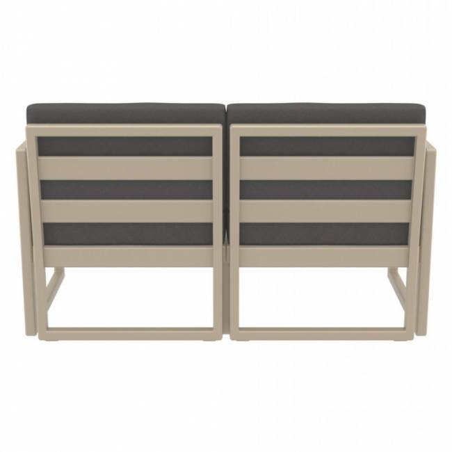 Диван пластиковый двухместный с подушками Mykonos бежевый, темно-серый 1380х720х750 мм