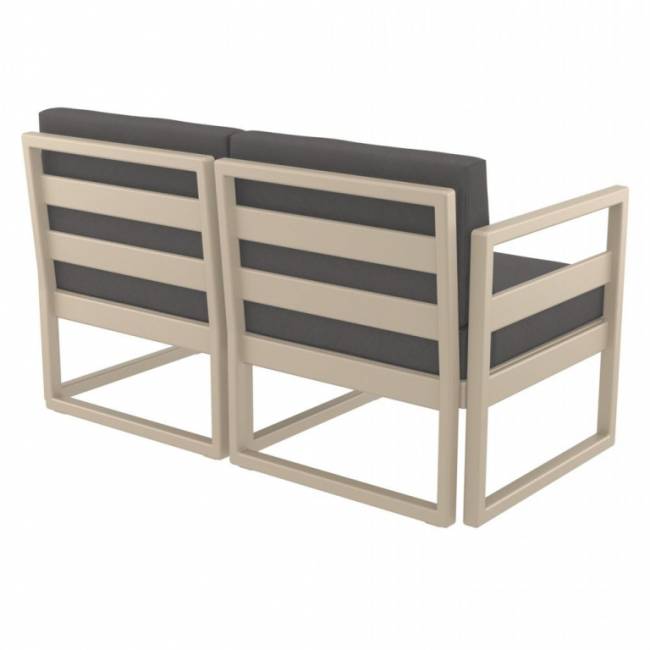 Диван пластиковый двухместный с подушками Mykonos бежевый, темно-серый 1380х720х750 мм
