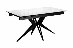 Стол DikLine DKS140 керамика Carrara Gloss (мрамор глянец белый), подстолье черное, опоры черные (2уп.)
