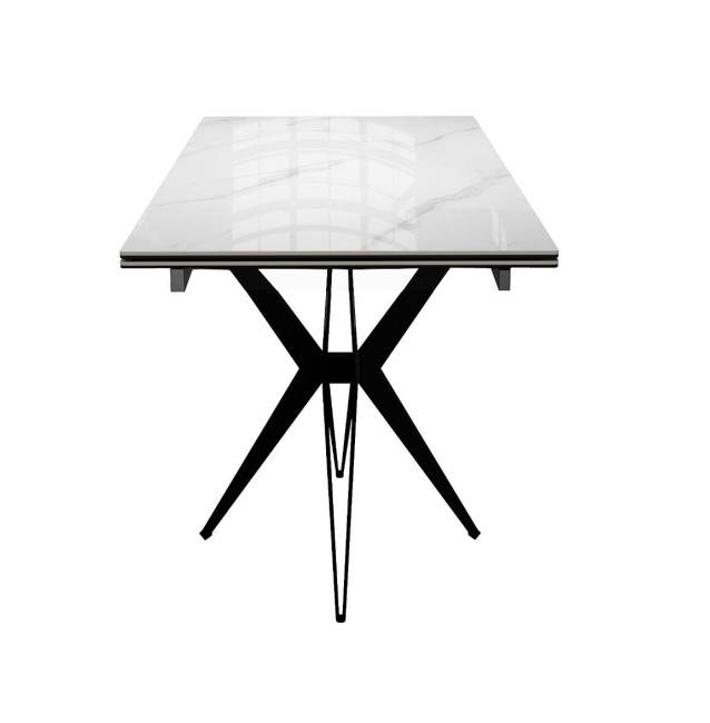 Стол DikLine DKS140 керамика Carrara Gloss (мрамор глянец белый), подстолье черное, опоры черные (2уп.) Стол DikLine DKS140 керамика Carrara Gloss (мрамор глянец белый), подстолье черное, опоры черные (2уп.)