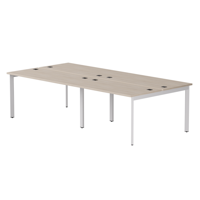 Бенч-система на 4 места Everprof EVO на металлокаркасе 2360х670(1370)x755 опоры 45гр Дуб Соната/Белый