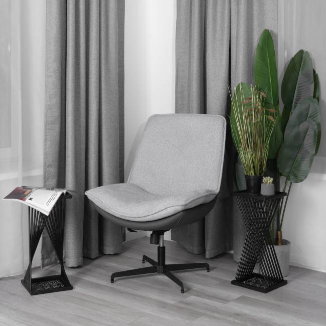 Кресло лаунж Cosmo/Космо велюр/букле (HYP)/экокожа, светло-серый/графит серый велюр/букле (HYP)/экокожа