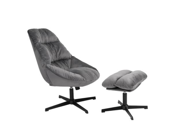 Кресло Оррелл серый с оттоманкой