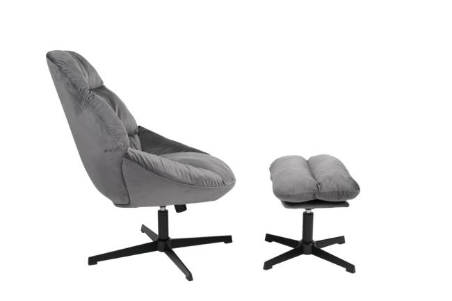 Кресло Оррелл серый с оттоманкой