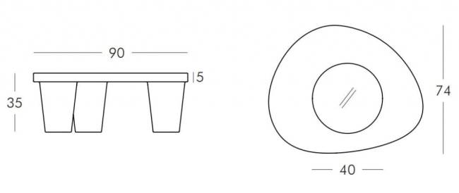 Столик пластиковый журнальный Low Lita Table Standard 900х740х350 мм