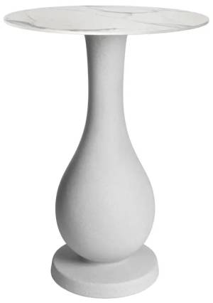 Стол барный из HPL пластика Ottocento Up Special гранитный, белый мрамор Калакатта Ø800х1110 мм