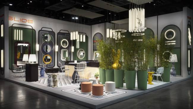 Стол барный из HPL пластика Ottocento Up Special гранитный, белый мрамор Калакатта Ø800х1110 мм