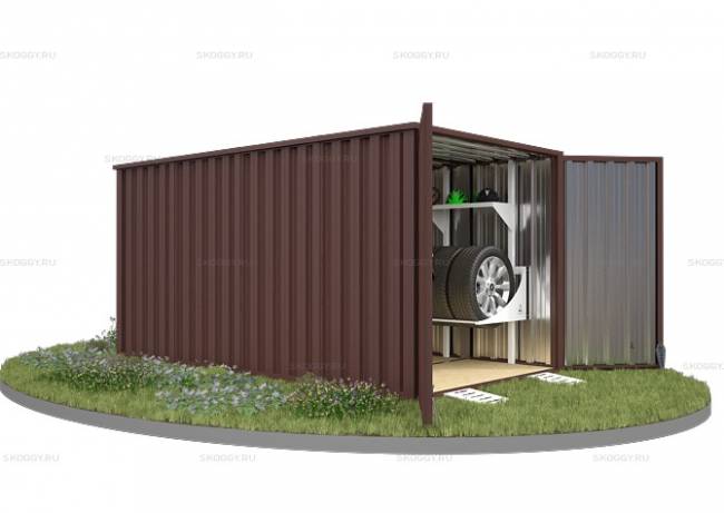 Хозблок SKOGGY секционный с плоской крышей 4 х 2 м, шоколадный