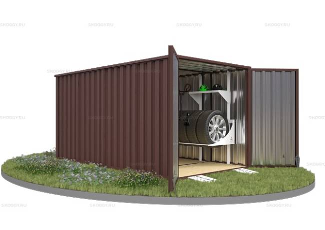 Хозблок SKOGGY секционный с плоской крышей 4 х 2 м, шоколадный