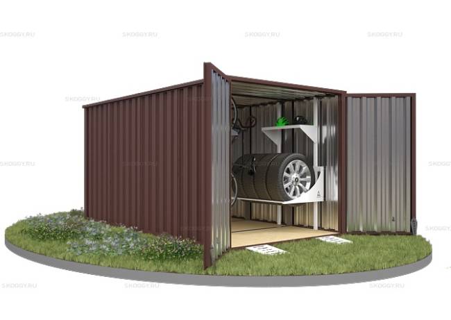 Хозблок SKOGGY секционный с плоской крышей 4 х 2 м, шоколадный