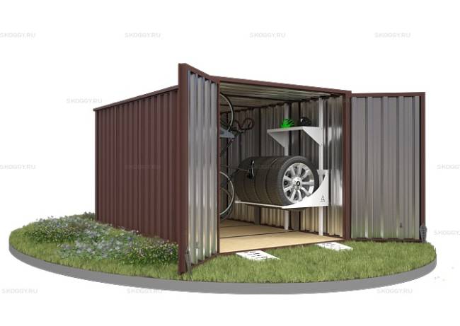 Хозблок SKOGGY секционный с плоской крышей 4 х 2 м, шоколадный