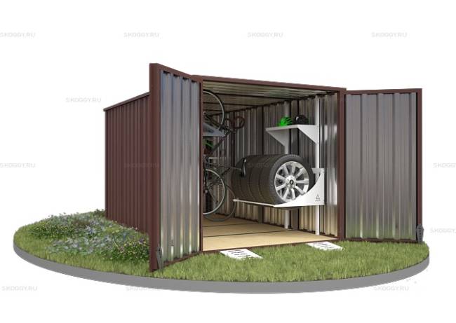 Хозблок SKOGGY секционный с плоской крышей 4 х 2 м, шоколадный