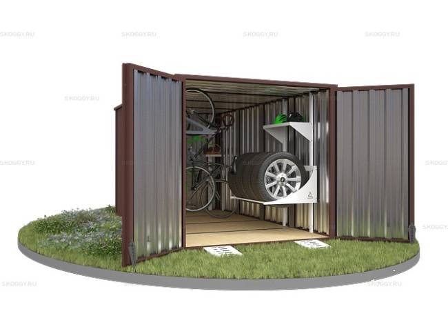 Хозблок SKOGGY секционный с плоской крышей 4 х 2 м, шоколадный