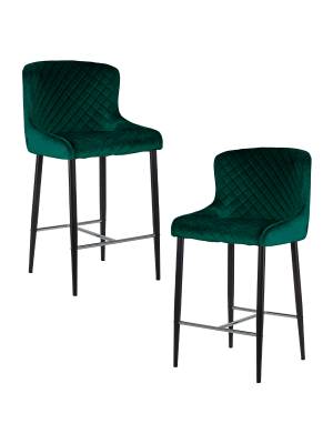 Набор 2 шт Стул полубарный DOBRIN CHRISTIAN'65, черные ножки, зеленый велюр (V108-64)
