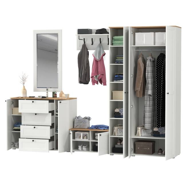 Остин модульная мебель в прихожую № 55 цвет белый шагрень/дуб крафт золотой Остин модульная мебель в прихожую № 55 цвет белый шагрень/дуб крафт золотой