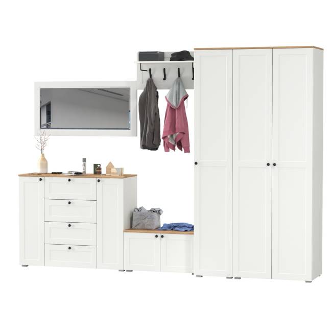 Остин модульная мебель в прихожую № 55 цвет белый шагрень/дуб крафт золотой Остин модульная мебель в прихожую № 55 цвет белый шагрень/дуб крафт золотой