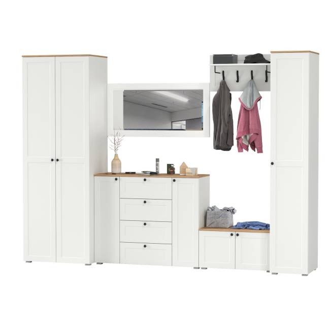 Остин модульная мебель в прихожую № 55 цвет белый шагрень/дуб крафт золотой Остин модульная мебель в прихожую № 55 цвет белый шагрень/дуб крафт золотой