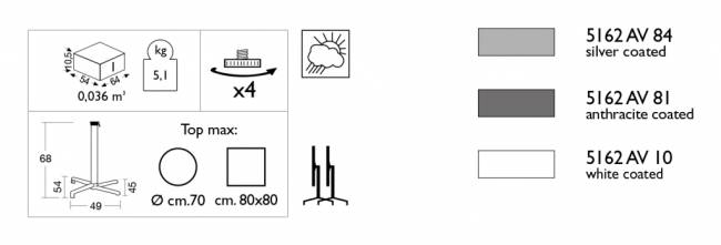 Подстолье металлическое складное Domino антрацит 490х540х680 мм