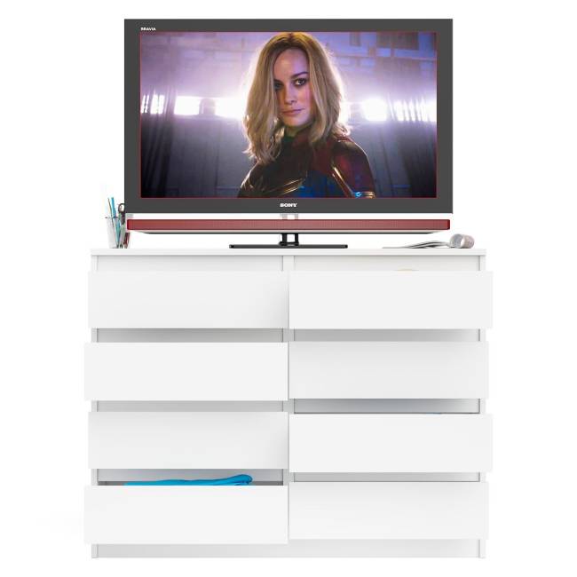 Комод восемь выдвижных ящиков Мори МК1200.8 цвет белый