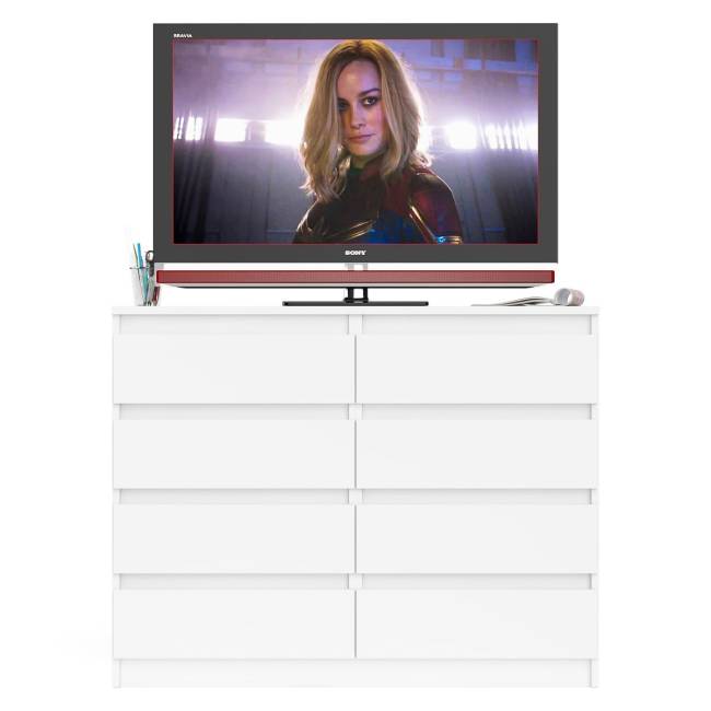 Комод восемь выдвижных ящиков Мори МК1200.8 цвет белый