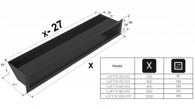Решетка Kratki Люфт стальная 9x60