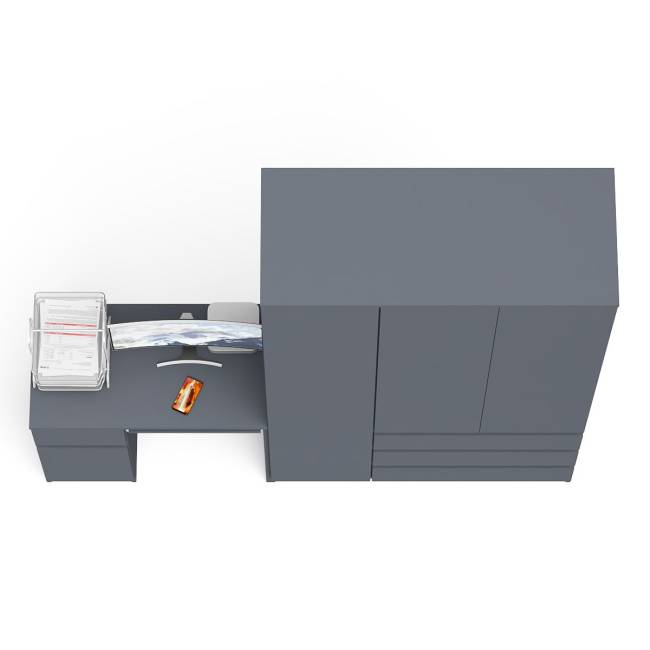 Мори компьютерный стол с тумбой с дверкой и ящиком правый и шкаф-комод МШ1200-1 цвет графит