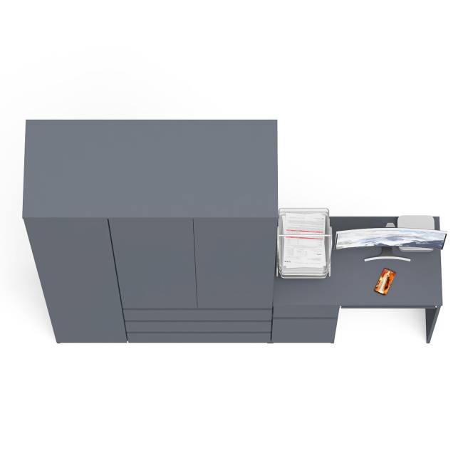 Мори компьютерный стол с тумбой с дверкой и ящиком правый и шкаф-комод МШ1200-1 цвет графит