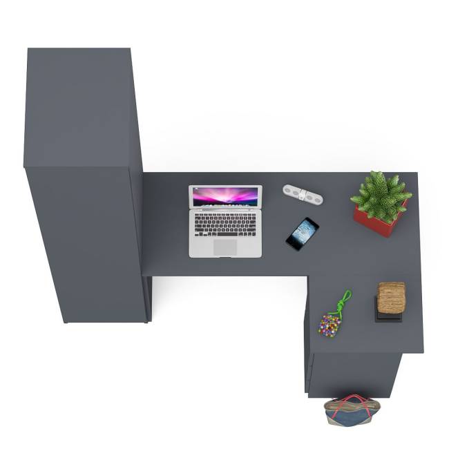 Пенал Мори 400 с угловым компьютерным столом МС-16 три ящика справа цвет графит