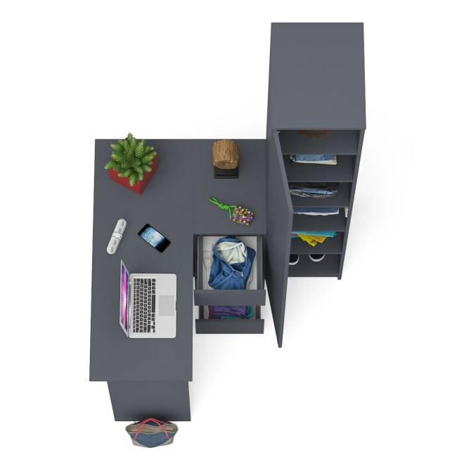 Пенал Мори 400 с угловым компьютерным столом МС-16 три ящика справа цвет графит