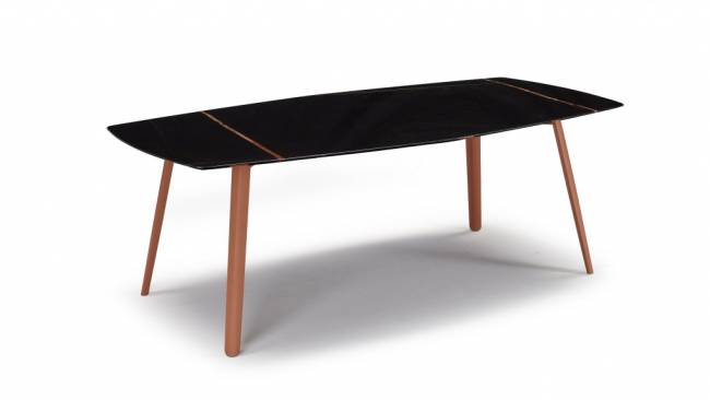 Стол мраморный Squid M терракотовый, черный мрамор Сахара Нуар 2090х1080х740 мм