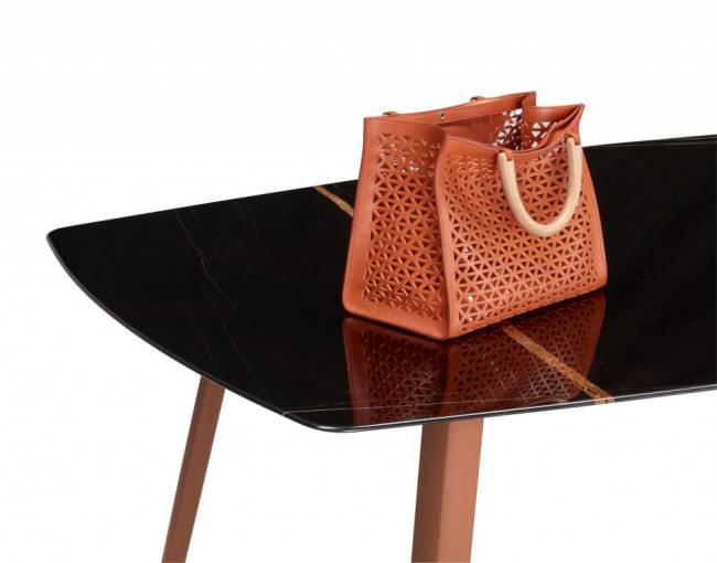 Стол мраморный Squid M терракотовый, черный мрамор Сахара Нуар 2090х1080х740 мм