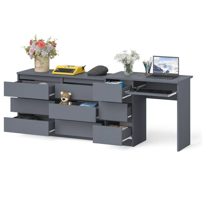 Комод Мори МК1200 6-ть ящиков со столом компьютерным МС-6 левым цвет графит