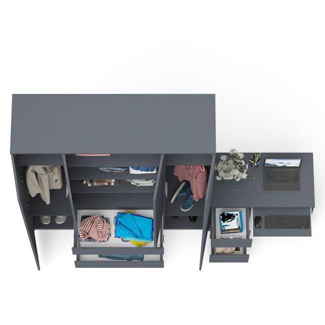 Стол компьютерный однотумбовый левый со шкафом МШ1600 Мори цвет графит