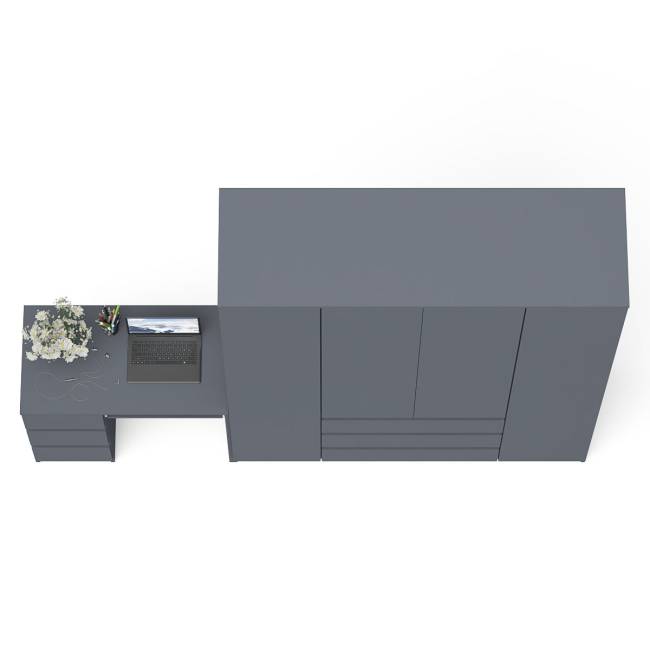 Стол компьютерный однотумбовый левый со шкафом МШ1600 Мори цвет графит