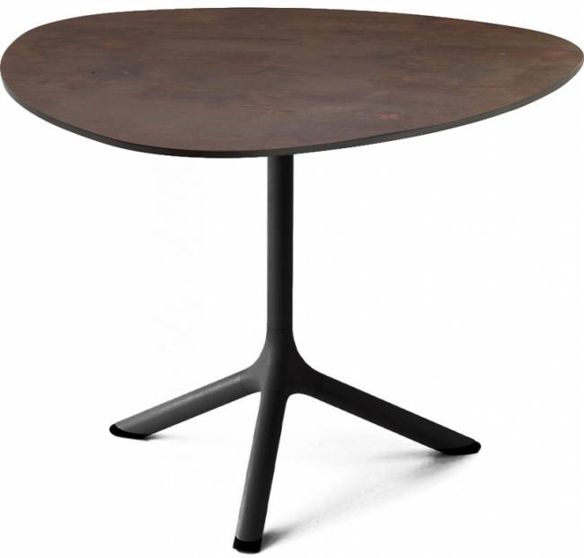 Столик ламинированный кофейный Tripe черный, кортен 640х640х510 мм