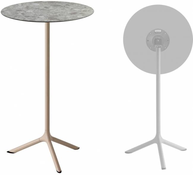 Стол ламинированный барный складной Tripe Folding тортора, зернистый Ø600х1100 мм