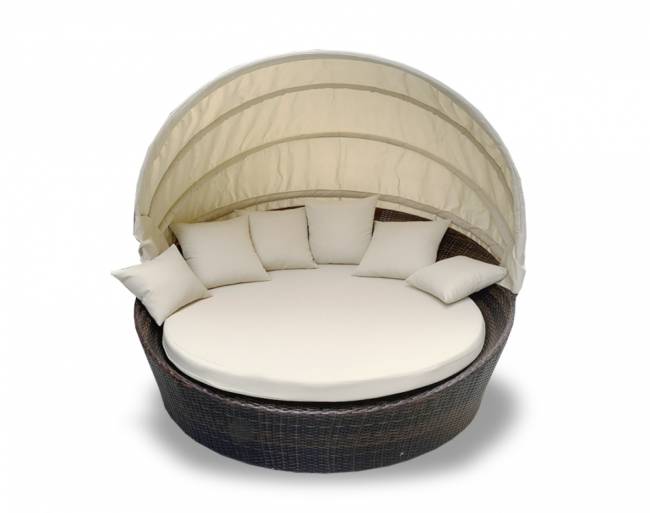Лаунж-диван плетеный Shell-sunshade коричневый, бежевый Ø1800х860 мм