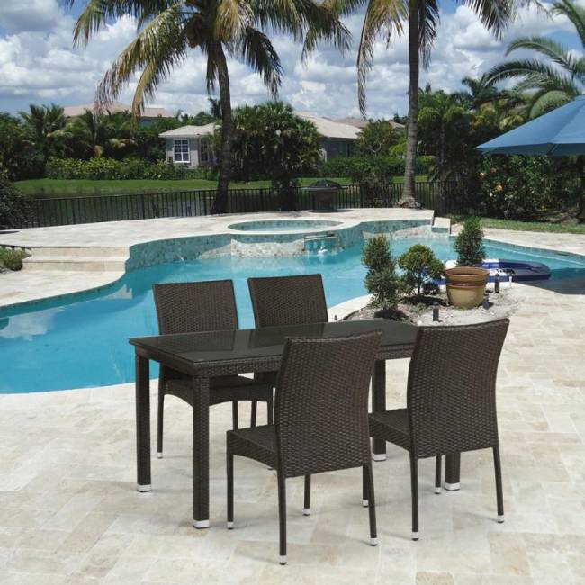Обеденный комплект плетеной мебели из искусственного ротанга T256A/YC380A-W53 Brown (4+1) + подушки на стульях Обеденный комплект плетеной мебели из искусственного ротанга T256A/YC380A-W53 Brown (4+1) + подушки на стульях
