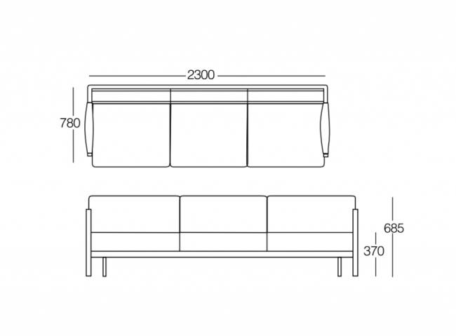 Диван трехместный Loca Sofa LS 03 2300х780х685 мм