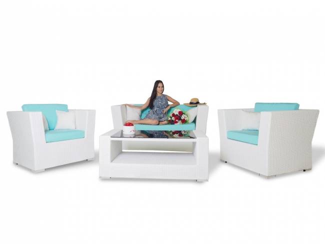 Диван МЕРИБЕЛЬ белый с голубым